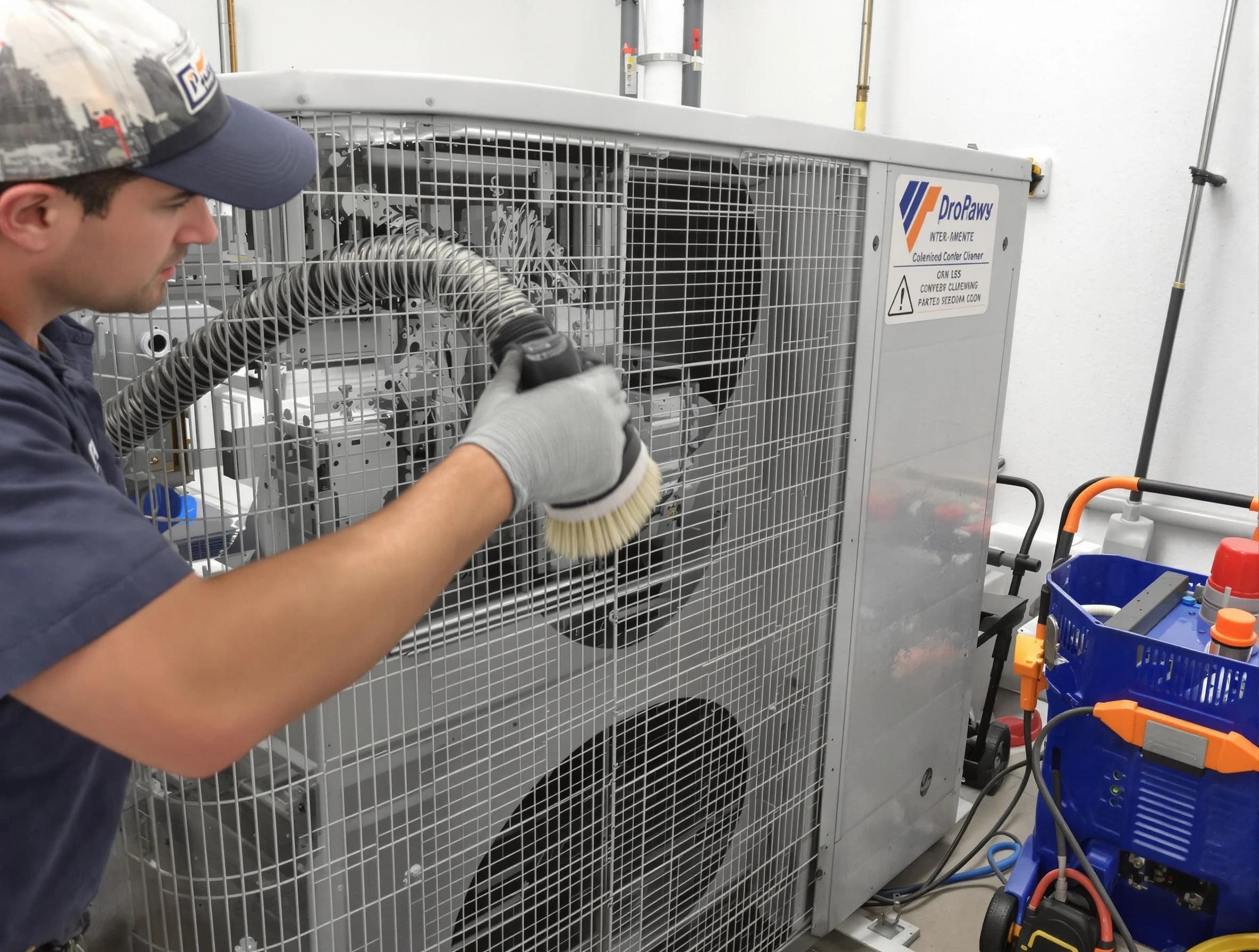 Tuttle Air Duct Cleaning specialist performing precision AC coil cleaning for improved system performance in Tuttle