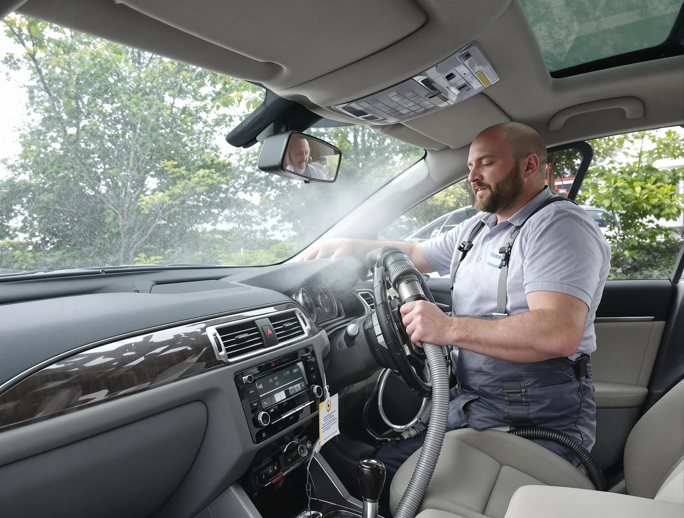 Tuttle Air Duct Cleaning specialist performing professional car duct cleaning in Tuttle