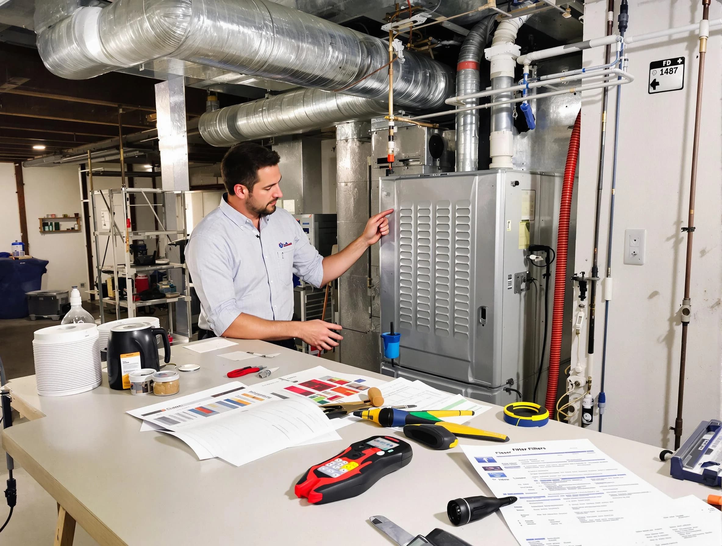 Tuttle Air Duct Cleaning inspector conducting detailed filter system evaluation using professional diagnostic tools in Tuttle