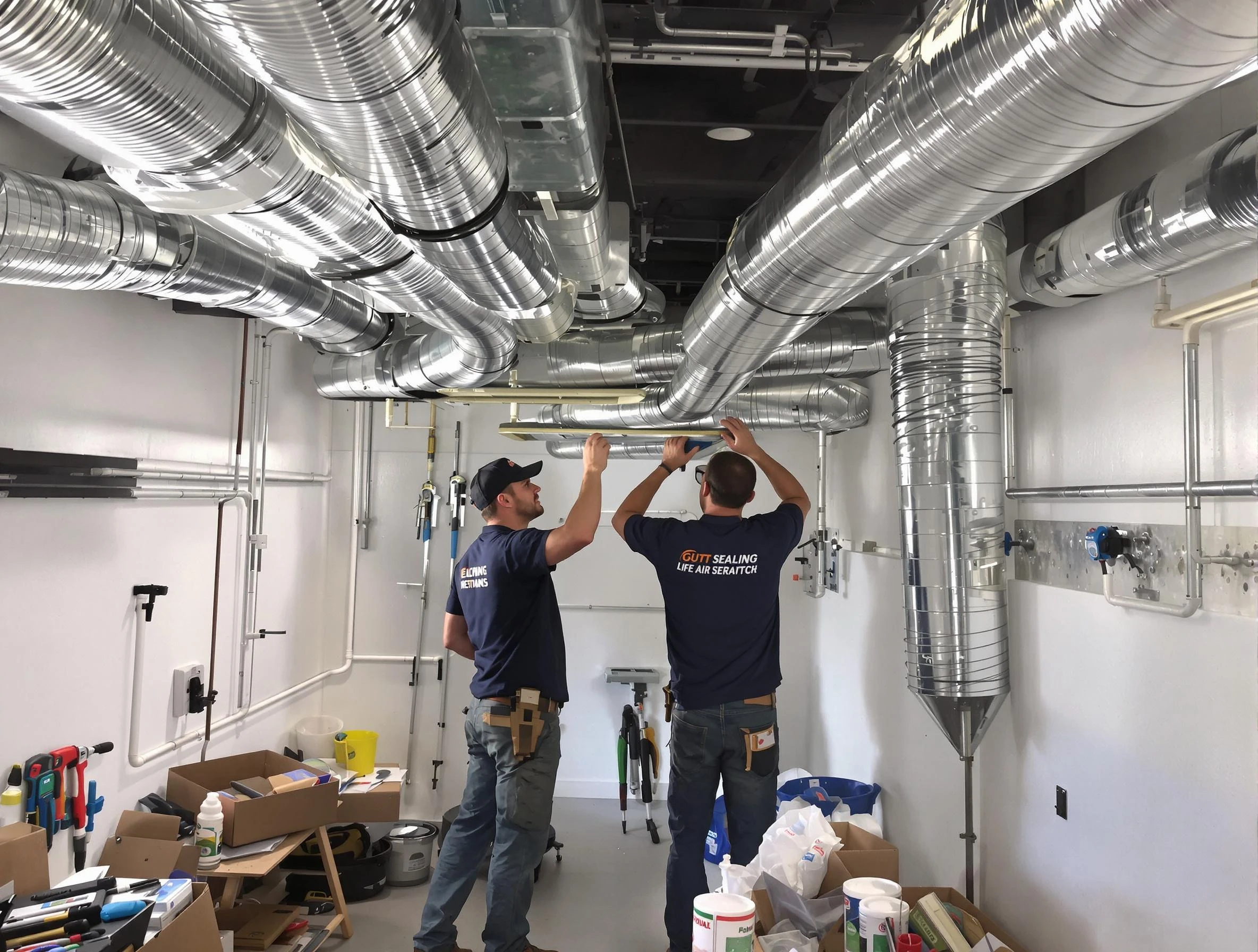 Tuttle Air Duct Cleaning technician applying professional duct sealing solutions in Tuttle